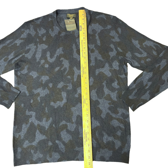 Club Room 100% Cashmere Luxury Navy Blue Camo Print Sweater Men's Large - Picture 7 of 13